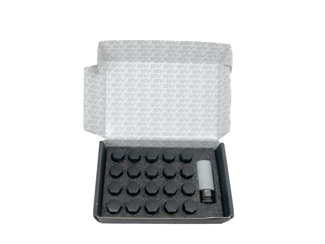 Team 1EV Enclosed End Forged Steel Black Wheel Lug Nut Set & Non-Marring Socket for Rivian R1T / R1S wheels