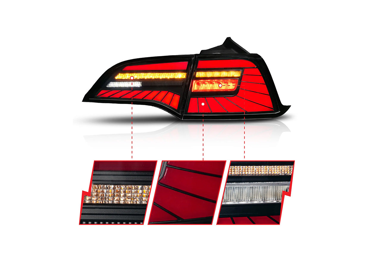 Tesla Model 3 / Y Anzo LED Sequential Tail Lights with Black Housings & Smoke Lenses