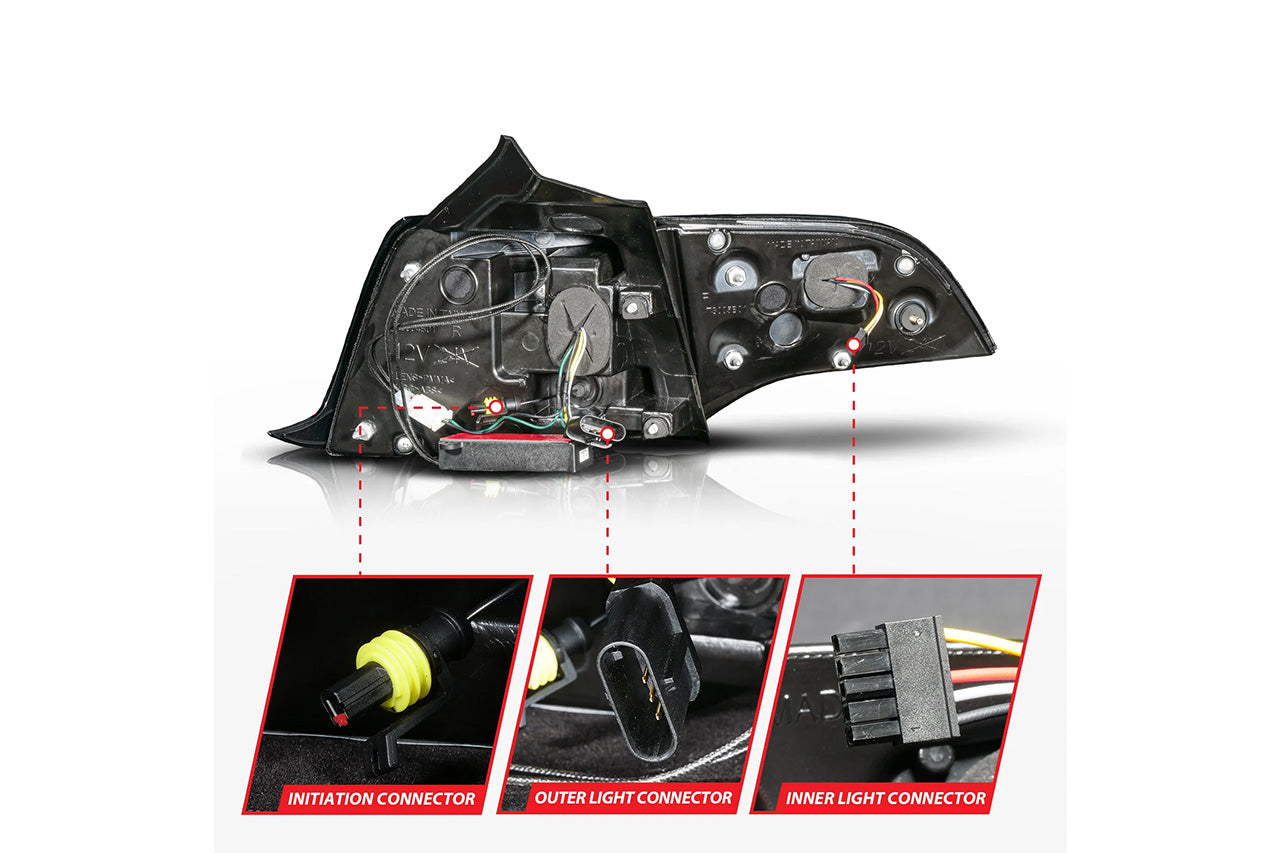 Tesla Model 3 / Y Anzo LED Sequential Tail Lights with Black Housings & Smoke Lenses