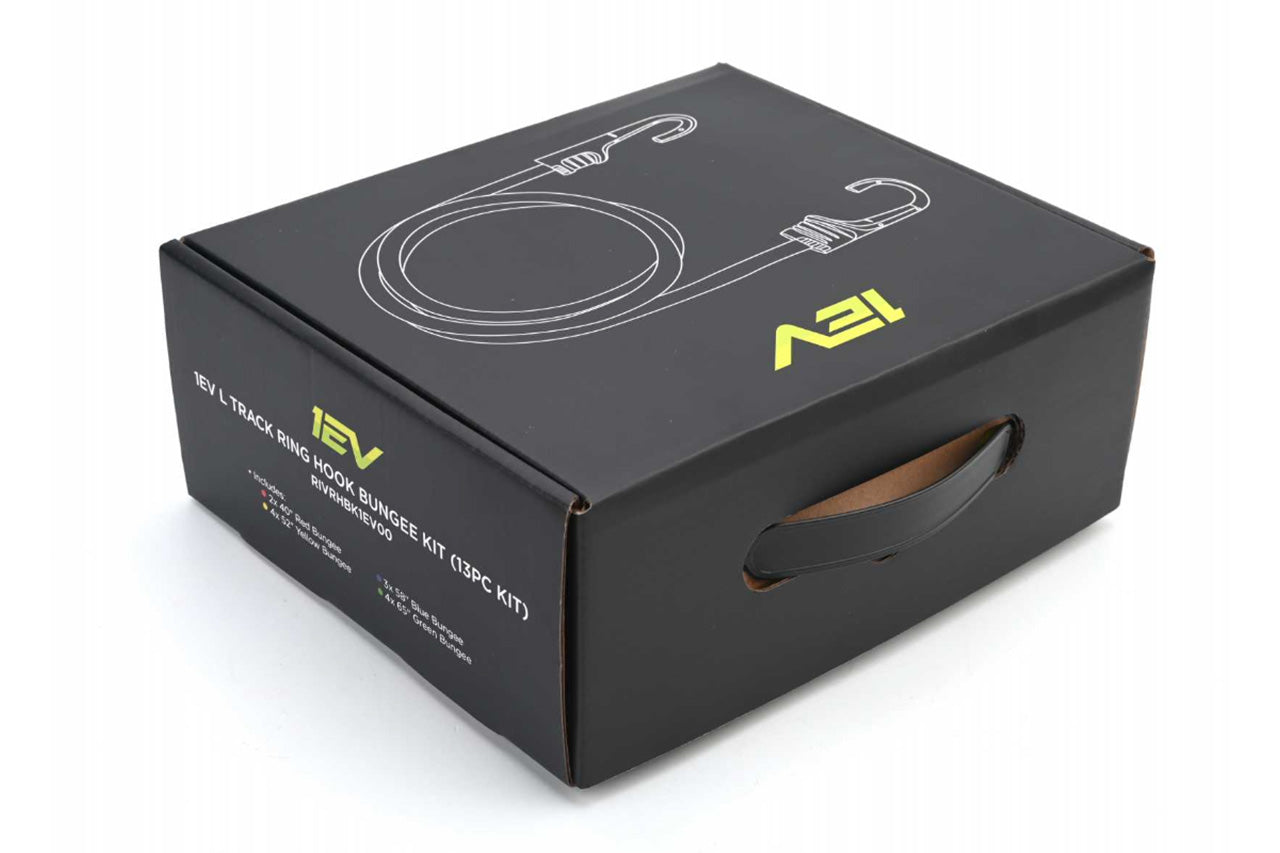 Add-on & SAVE $5 Long Bungee Cord Straps and Tote Kit for Rivian R1T Truck Beds & L-Track Ring Hooks