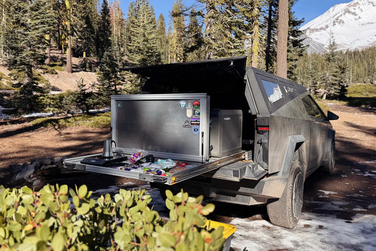 Full Length Slide-Out E-Track Bed Frame & Storage System for Tesla Cybertruck - by Fruble