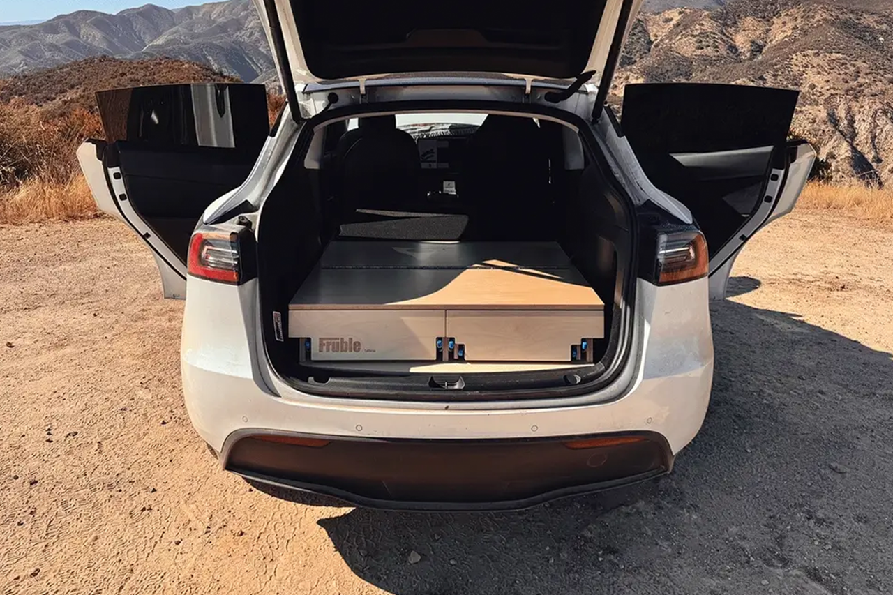 Modular Camp Kitchen, Sleep / Bedding Platform and Storage Drawer System for Tesla Model Y - by Fruble