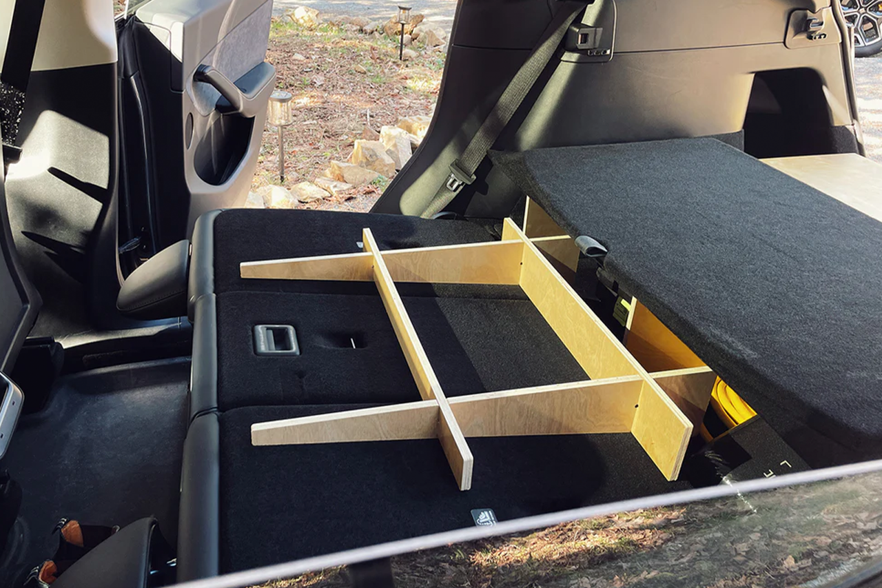 Modular Camp Kitchen, Sleep / Bedding Platform and Storage Drawer System for Tesla Model Y - by Fruble