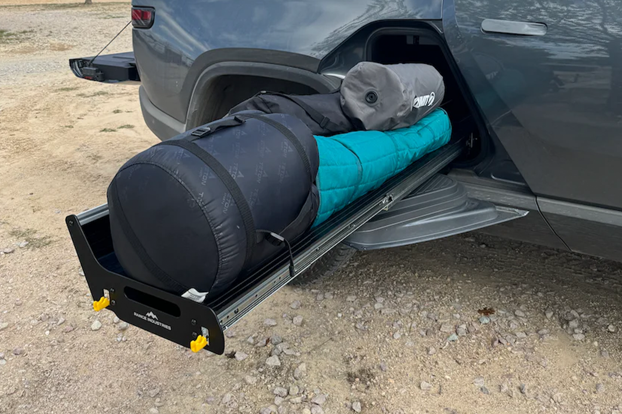 Gear Tunnel Single Sided Slide Out Trolley Sled for Rivian R1T by Range Industries