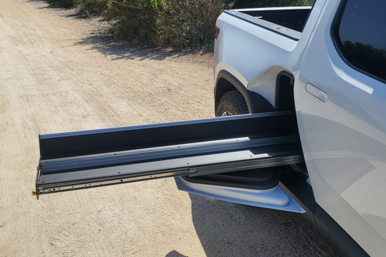 Gear Tunnel Single Sided Slide Out Trolley Sled for Rivian R1T by Range Industries