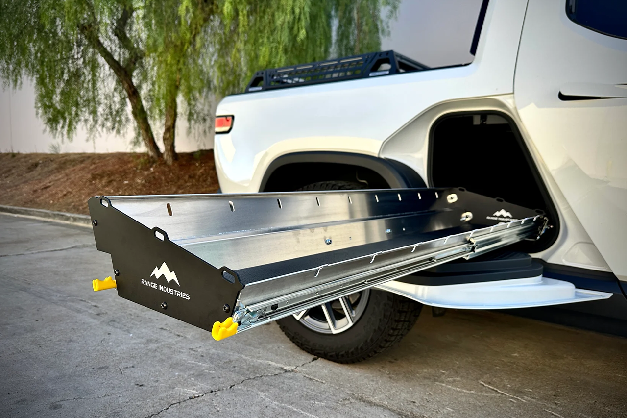 Gear Tunnel Single Sided Slide Out Trolley Sled for Rivian R1T by Range Industries