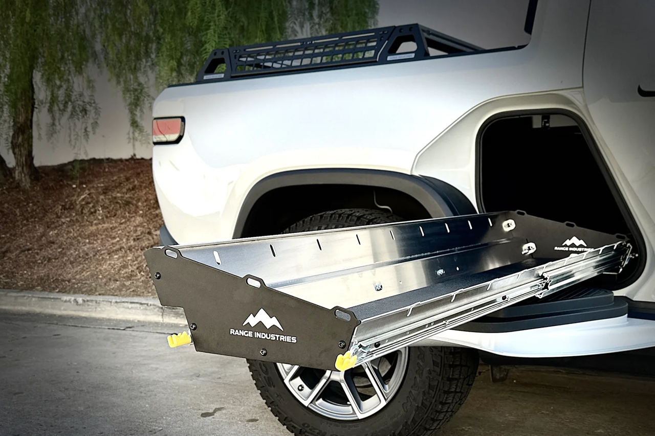 Gear Tunnel Single Sided Slide Out Trolley Sled for Rivian R1T by Range Industries