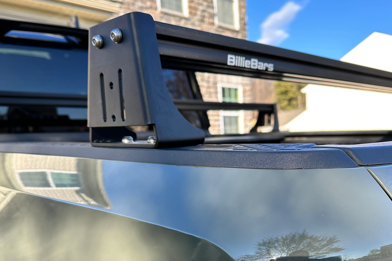Low Profile Black Aluminum Crossbar Bed Rack for Rivian R1T by BillieBars