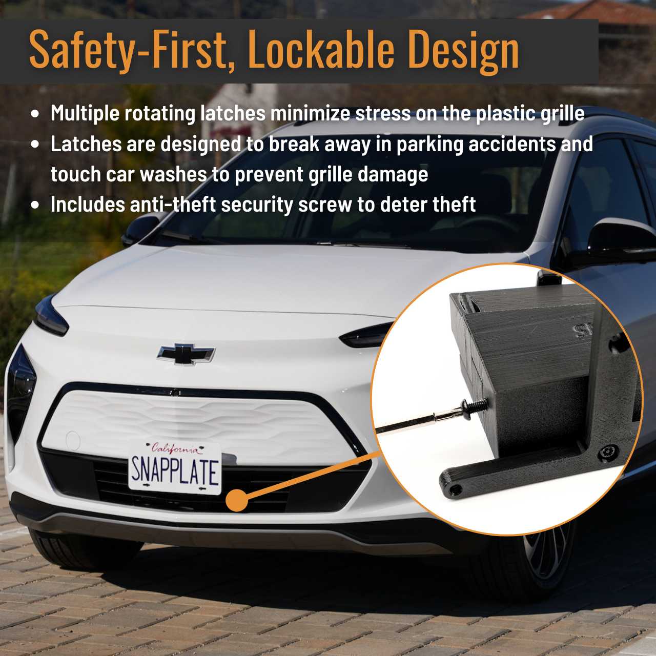 Chevrolet Bolt EUV SnapPlate No-Drill Front License Plate Holder