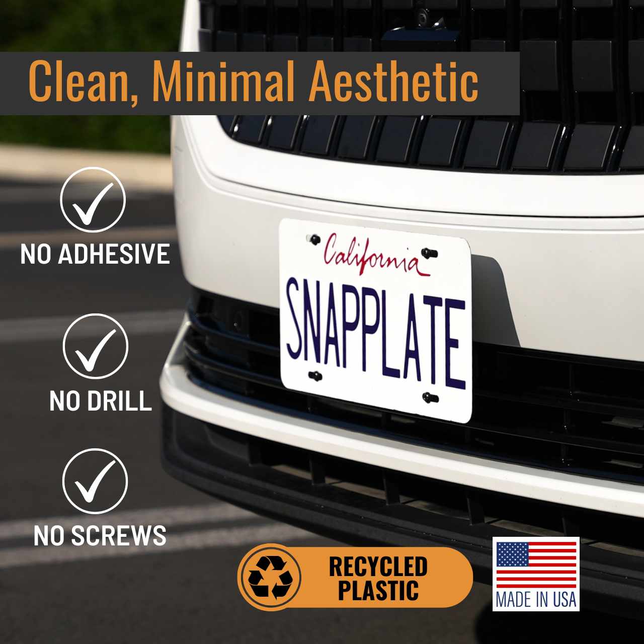 Polestar 2 SnapPlate No-Drill Front License Plate Holder