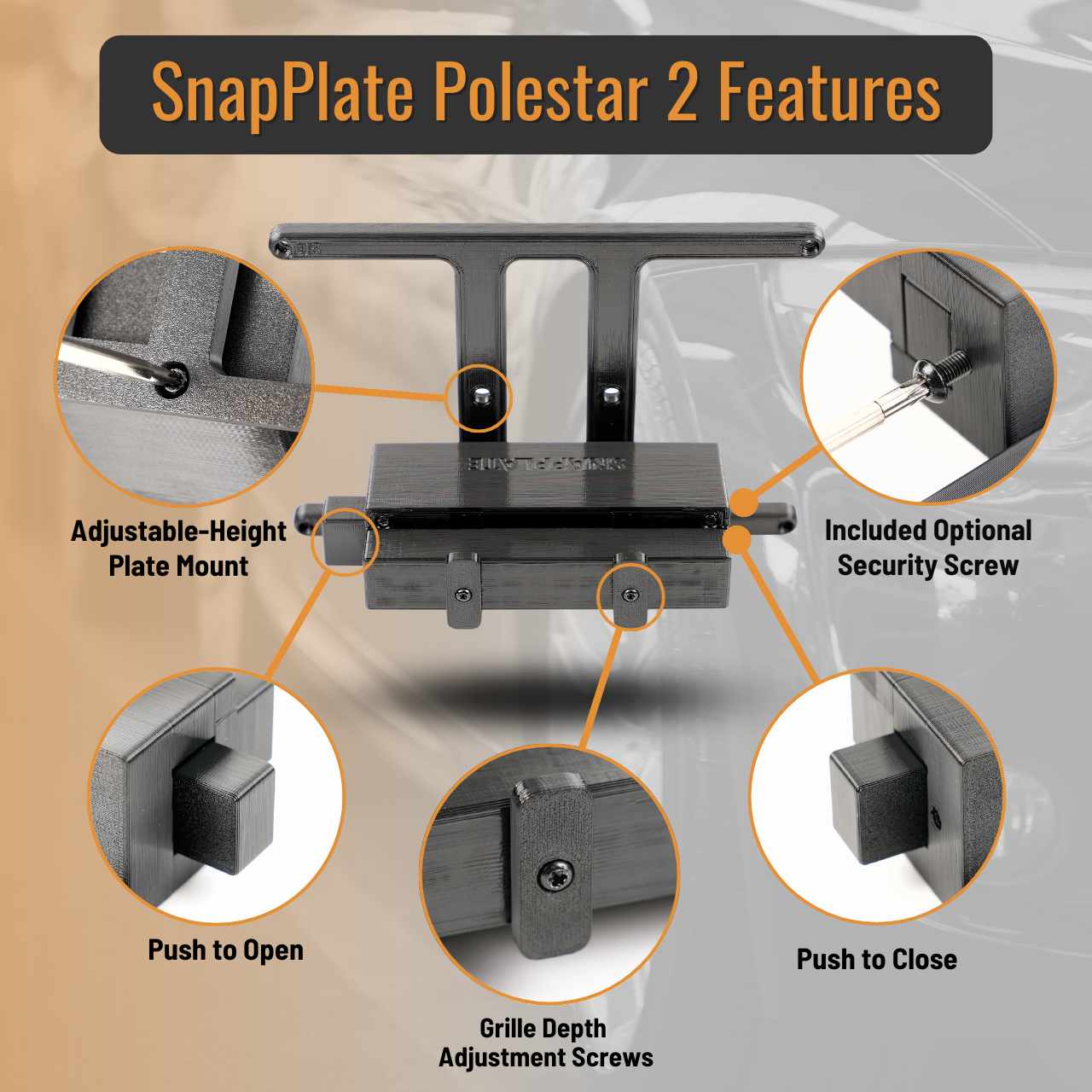 Polestar 2 SnapPlate No-Drill Front License Plate Holder