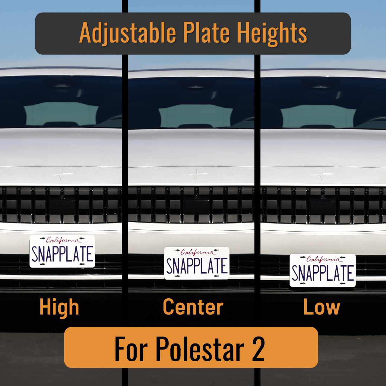 Polestar 2 SnapPlate No-Drill Front License Plate Holder