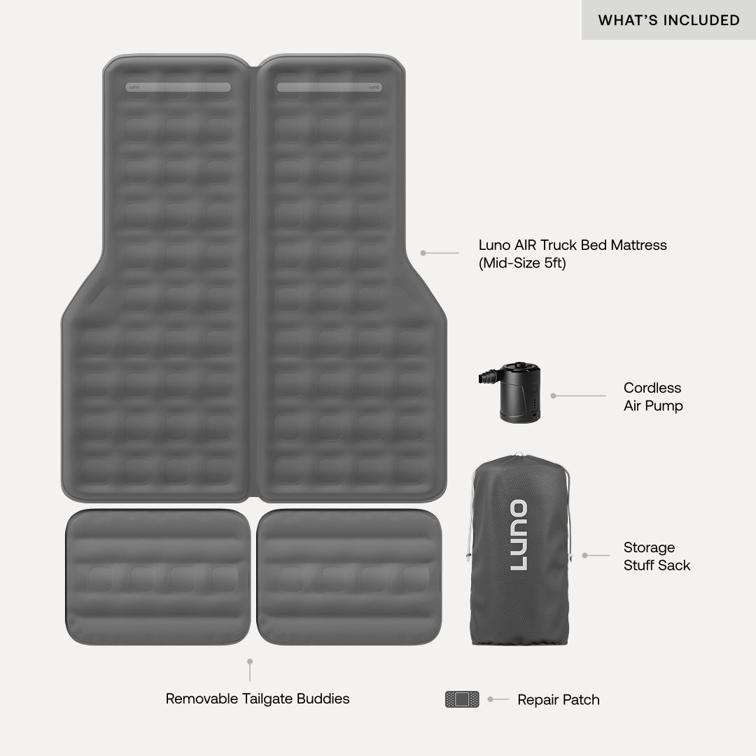 Luno Premium AIR Jeep Gladiator Truck Bed Mattress for Camping or Adventuring