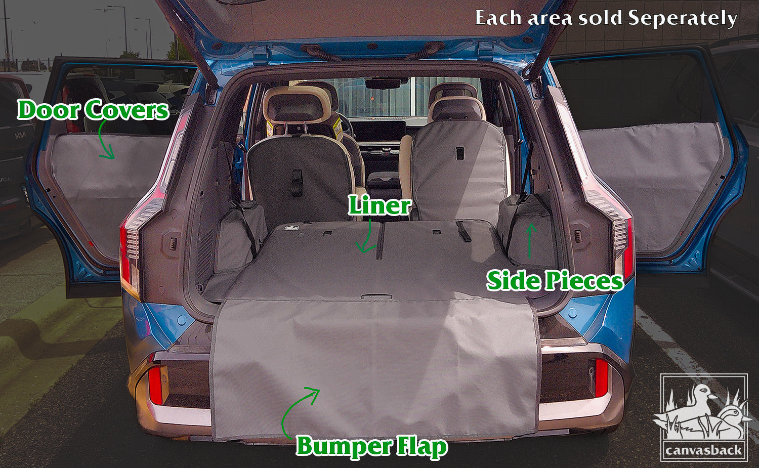 Rear Cargo and Back Seat Down Canvasback Liner and Surface Covers for 2024-Present Kia EV9