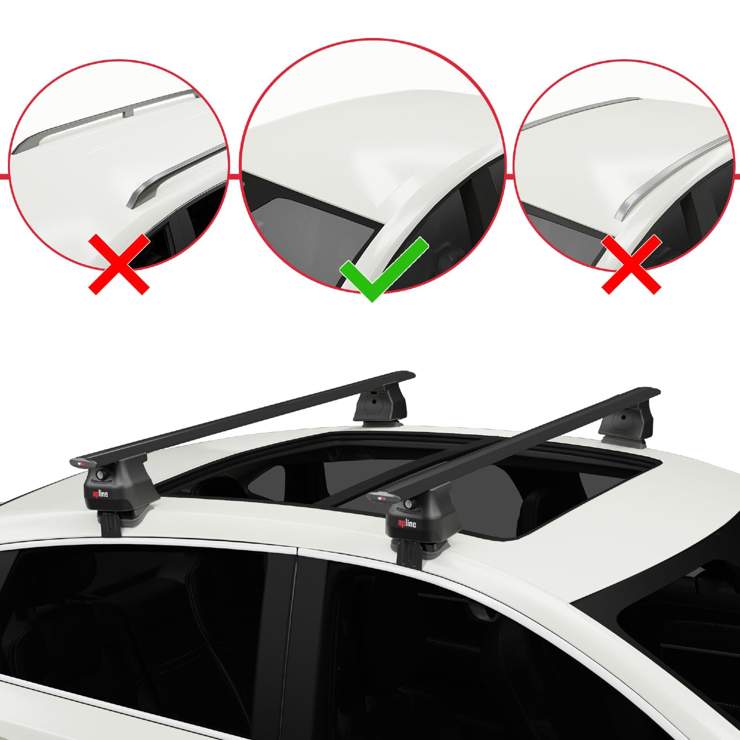 Black Aluminum Roof Rack Cross Bar Set for Kia EV6 (2 Bars)
