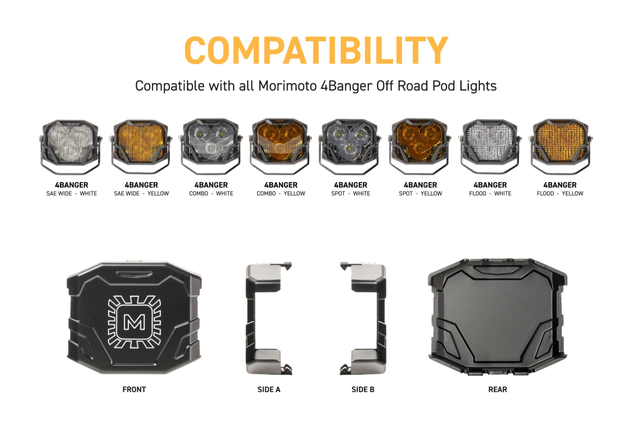 Morimoto 1Banger / 2Banger / 4Banger LED Pod Blackout / Yellow (Amber) Hard Covers (set of 2)