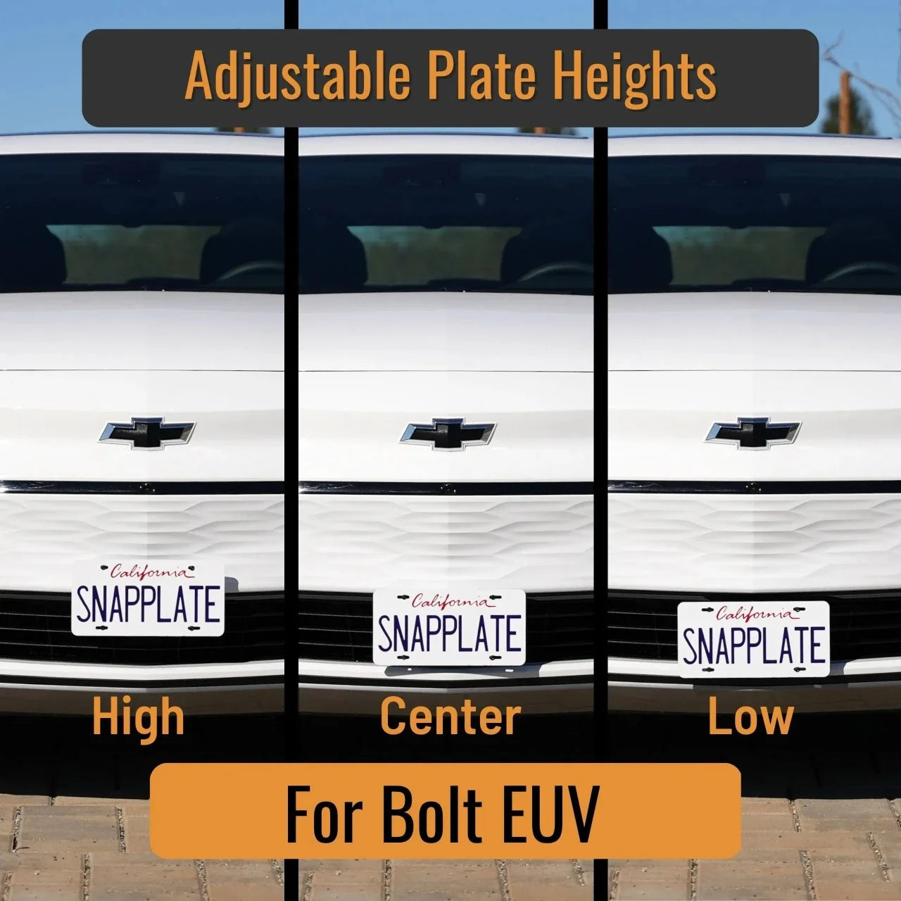 Chevrolet Bolt EUV SnapPlate No-Drill Front License Plate Holder