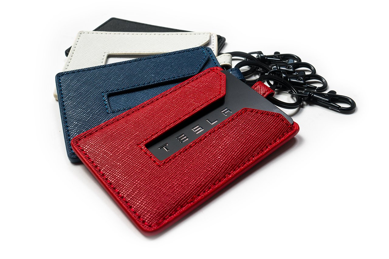 Tesla Model S 3 X Y Cybertruck Color Matched Leather Key Card Holder