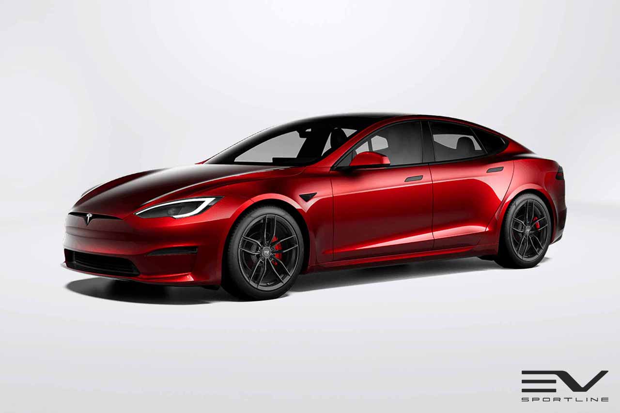 Niche Vosso M203 Matte Black 20" Tesla Model S Long Range & Plaid Wheel and Tire Package (Set of 4)