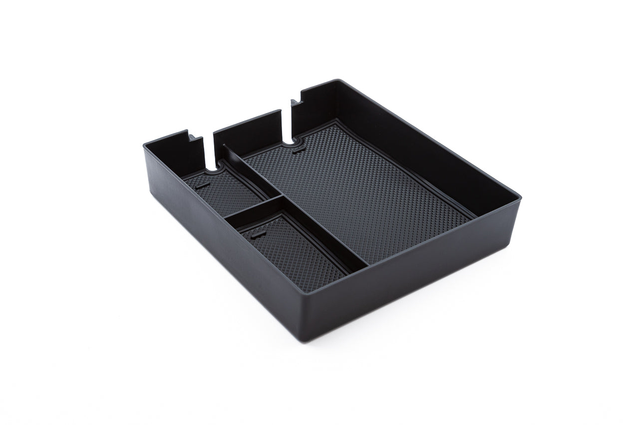 Center Armrest Console Silicone Lined 3-Pocket Composite Organizer Tray for Rivian R1T / R1S