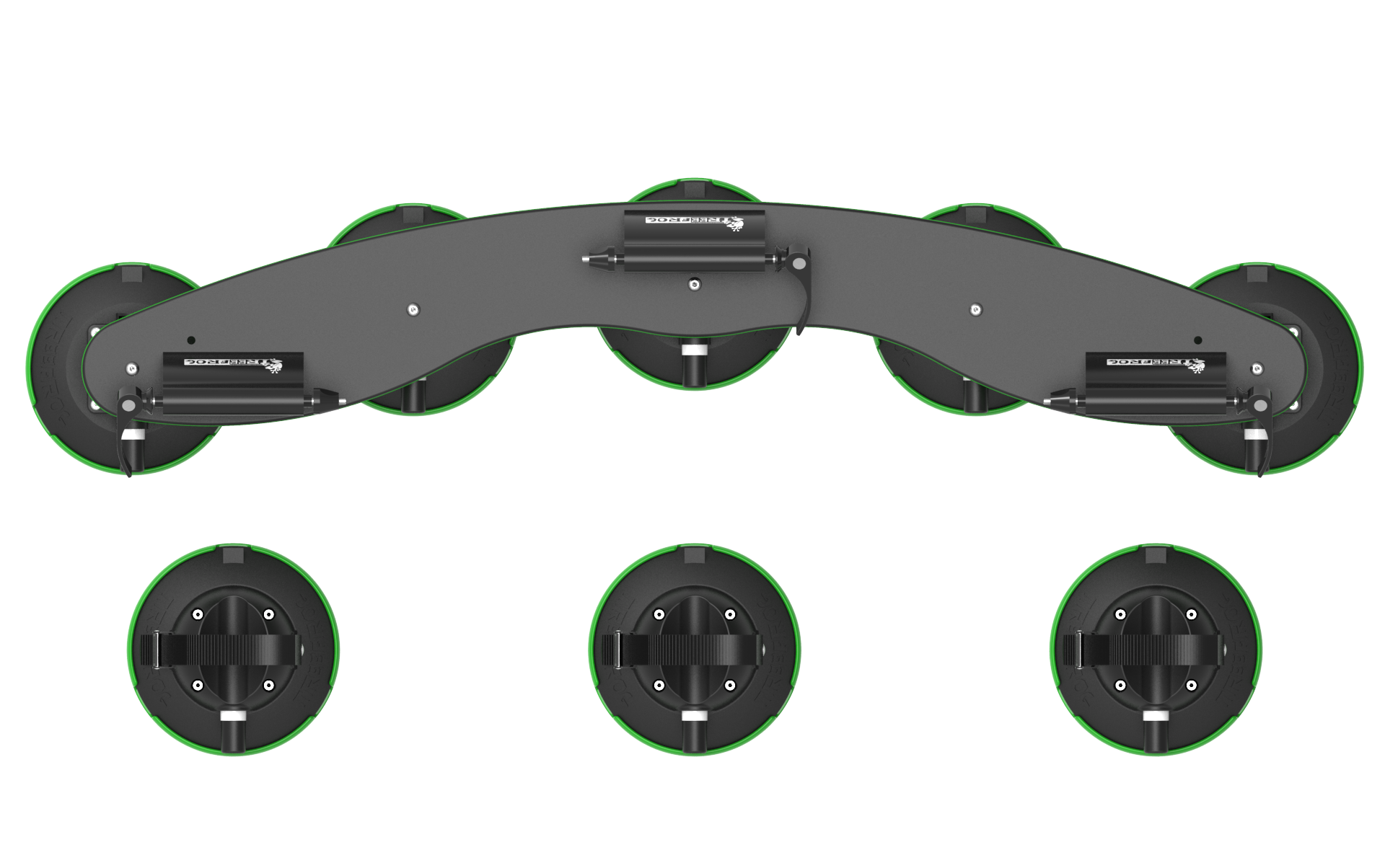 TreeFrog Pro 3 Vacuum Mounted Roof Mount Road & Mountain 3-Bike Triple Rack