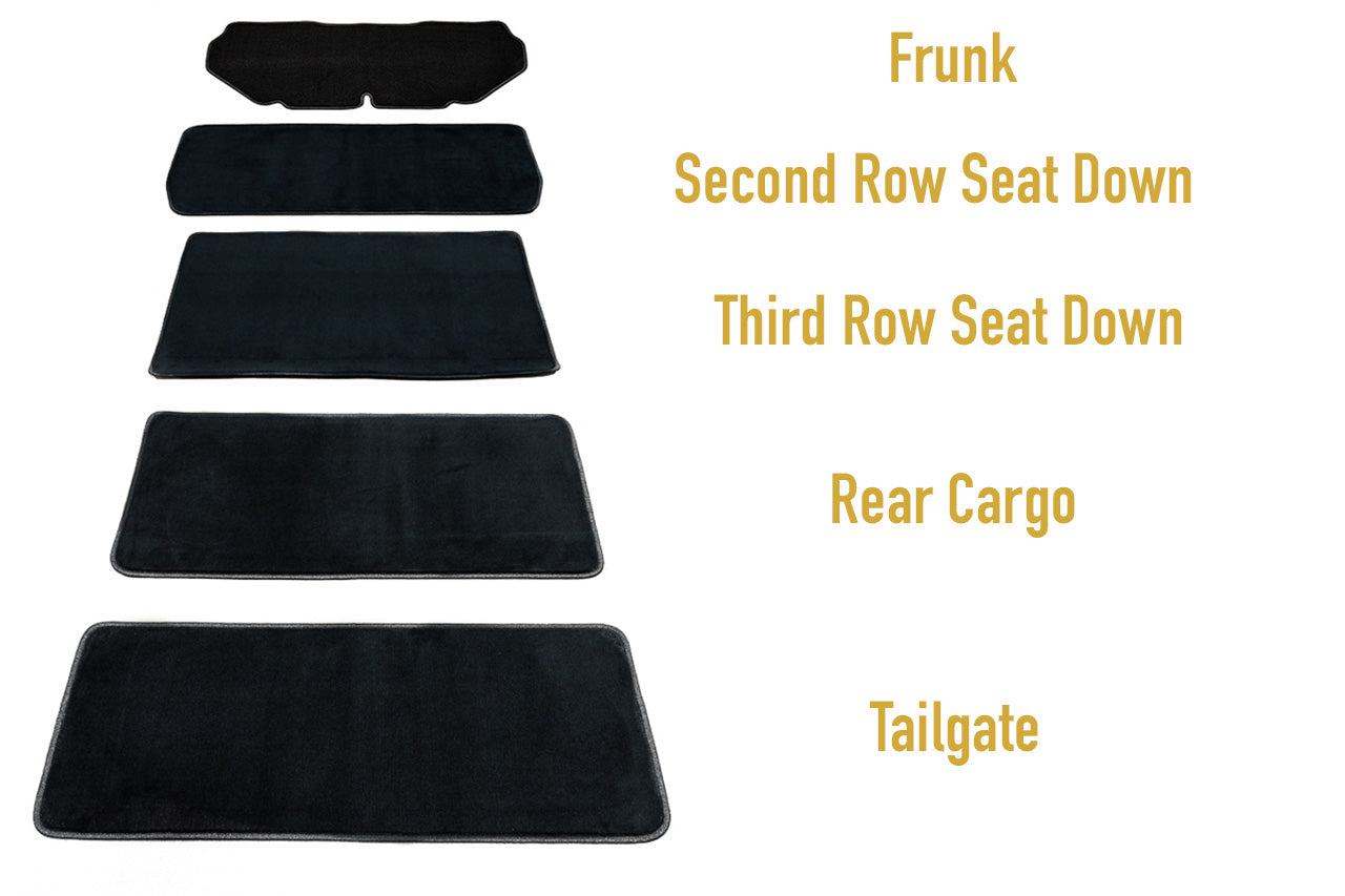 Team 1EV Precision Fitment Carpet Floor / Cargo / Frunk Mats for Rivian R1S