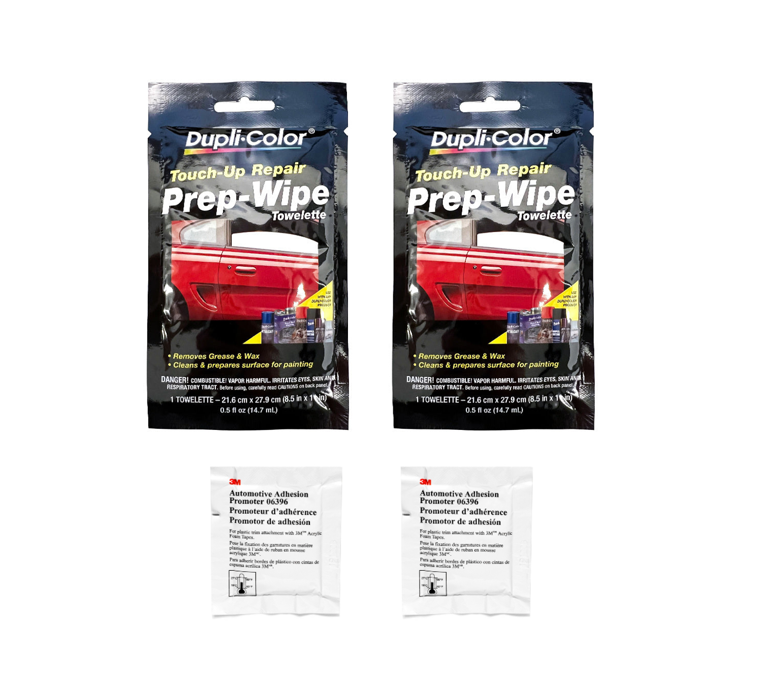 Wax & Grease Remover Surface Prep-Wipe & 3M Tape Adhesion Promoter 4 Pack Bundle