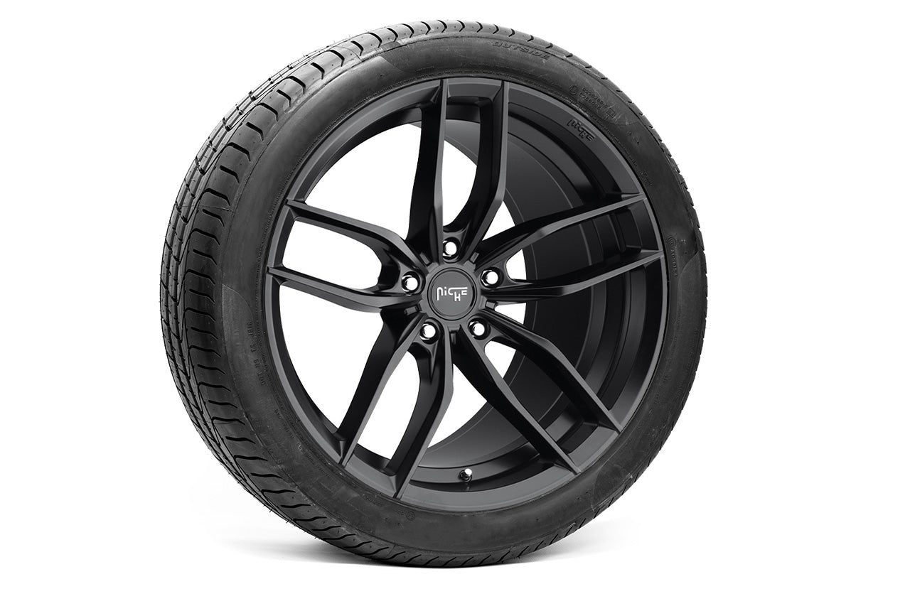 Niche Vosso M203 Matte Black 20" Tesla Model S Long Range & Plaid Wheel and Tire Package (Set of 4)