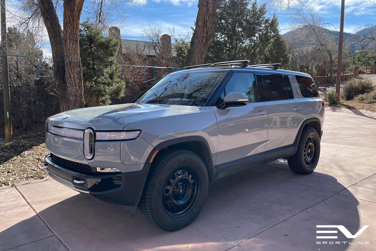 Limestone Rivian R1S with 20" R1600 Spoke Steel Wheels