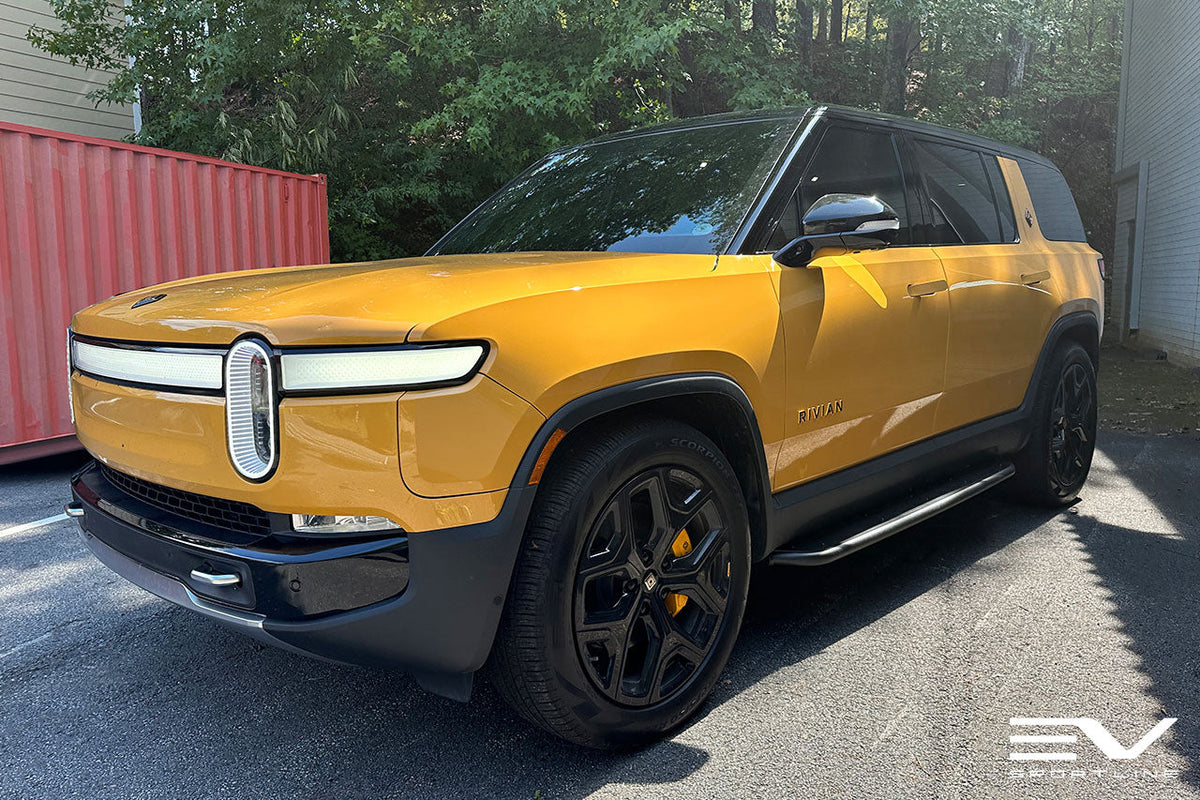 Compas Yellow Rivian R1S with Triple Square Running Boards - EV ...