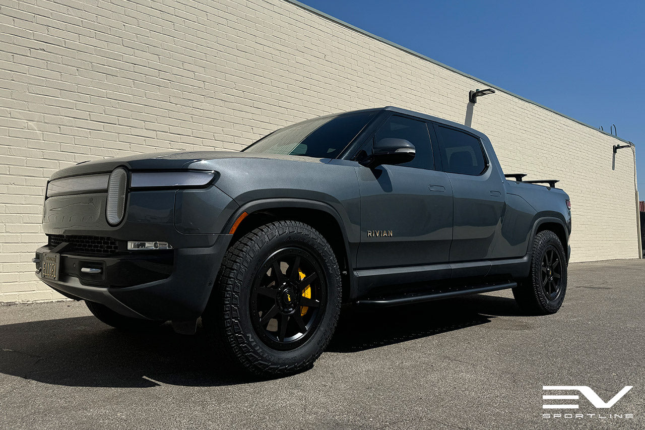 El Cap Granite Rivian R1T with 20" R800 Wheels and Triple Square Running Boards