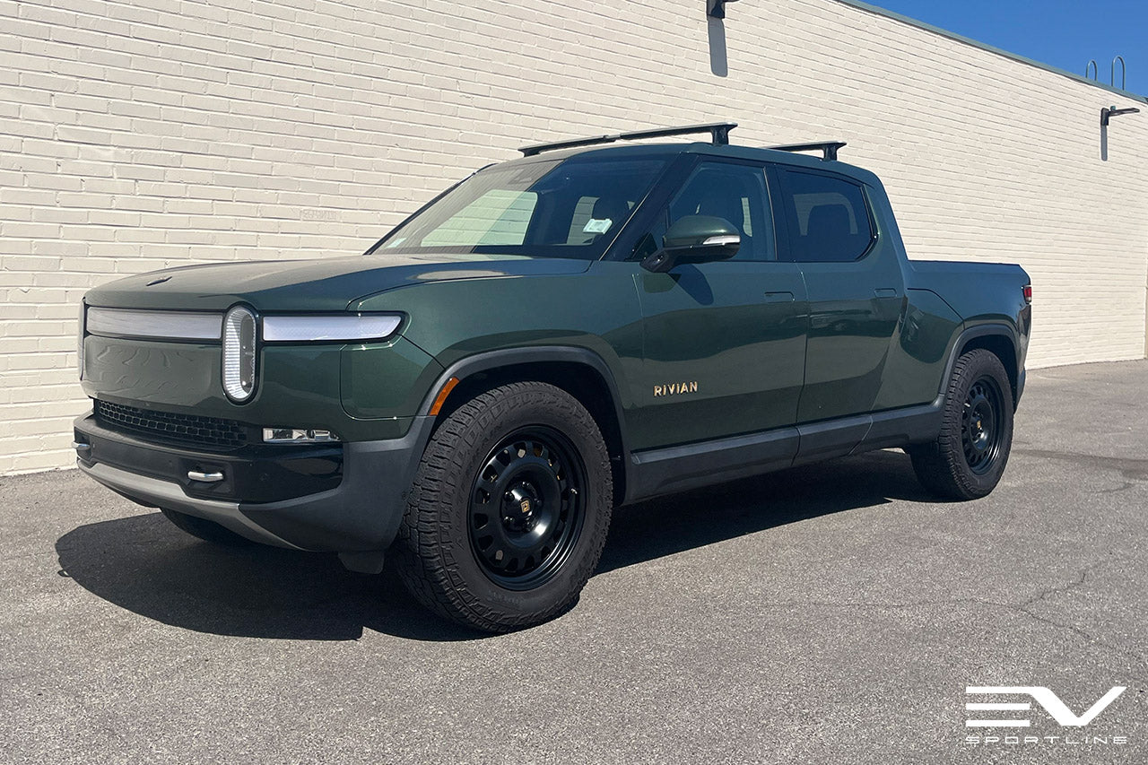 Modified Neon Green Rivian R1t Forest Green Rivian R1T with 20