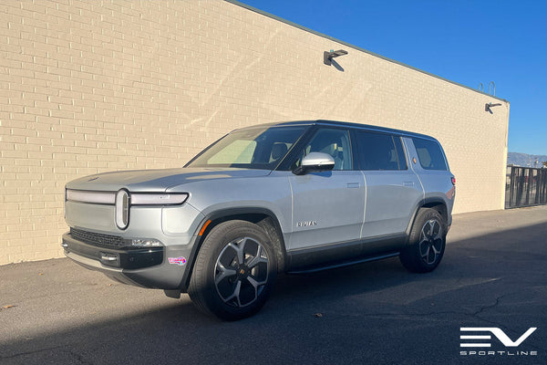 LA Silver Rivian R1S with Triple Square Running Boards - EV Sportline ...