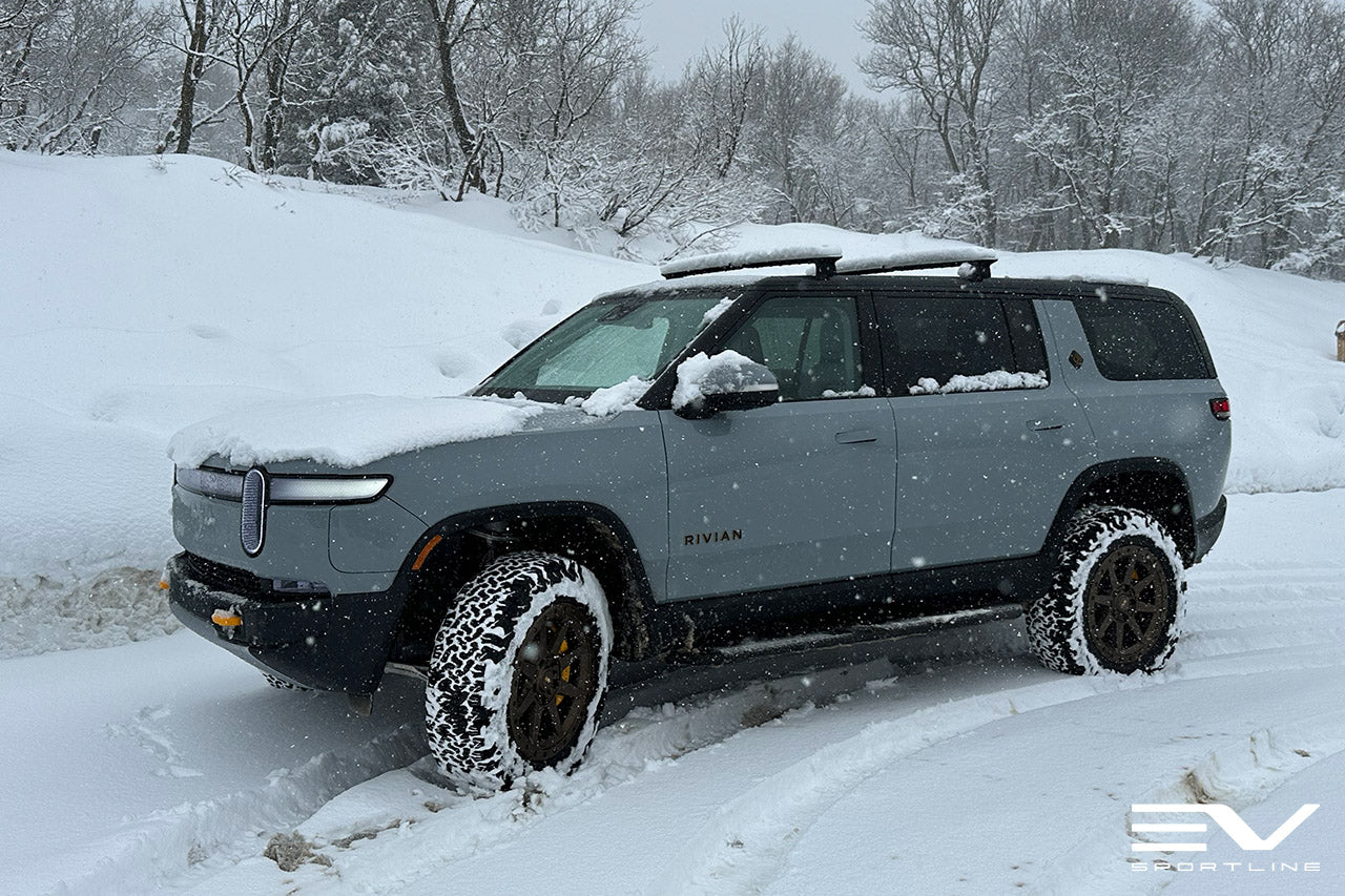 Limestone Rivian R1T with 20" R800 Wheels and Running Boards