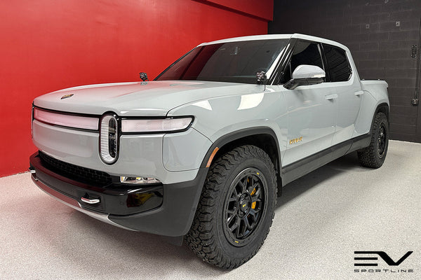Limestone Rivian R1T with Satin Black 20