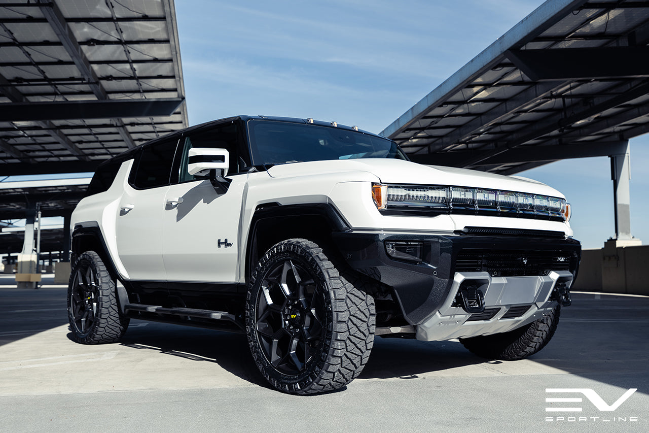 White GMC Hummer EV with 24" EV7 Forged Wheels