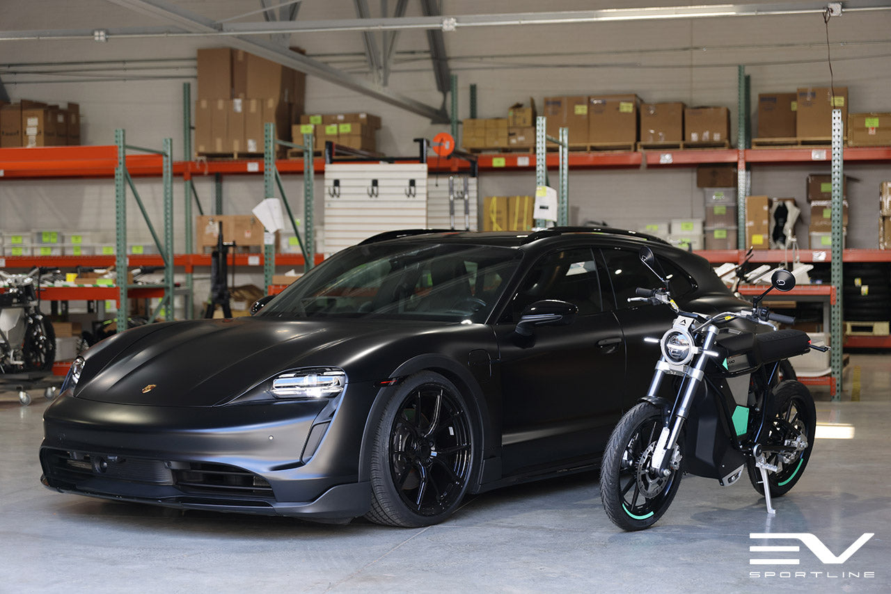 Xpel Stealth Black Porsche Taycan Cross Turismo 4S with 1EV EV115 Forged Wheels