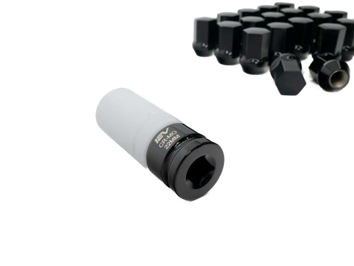 Team 1EV Enclosed End Forged Steel Black Wheel Lug Nut Set & Non-Marring Socket for Rivian R1T / R1S wheels