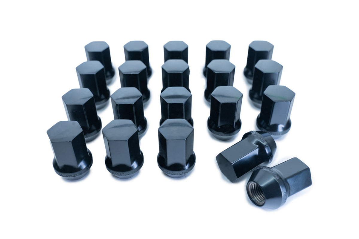 Tesla Wheel Lug Nut Set - Forged Steel Black Enclosed End &amp; Non-Marring Impact Socket