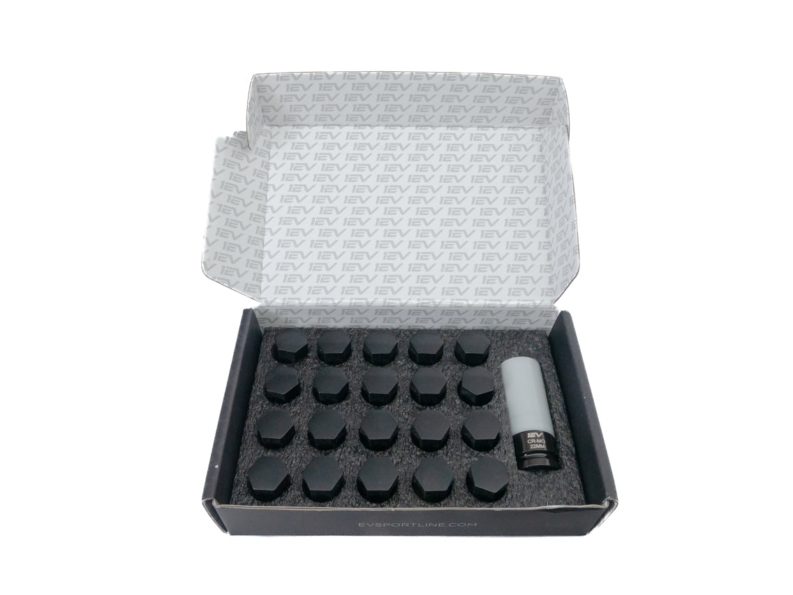 Team 1EV Enclosed End Forged Steel Black Wheel Lug Nut Set & Non-Marring Socket for Rivian R1T / R1S wheels