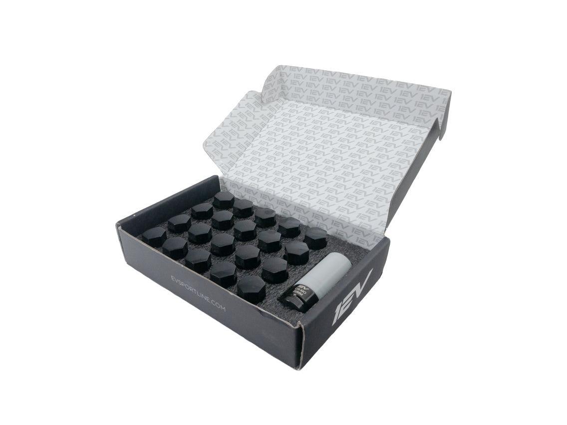 Team 1EV Enclosed End Forged Steel Black Wheel Lug Nut Set & Non-Marring Socket for Rivian R1T / R1S wheels