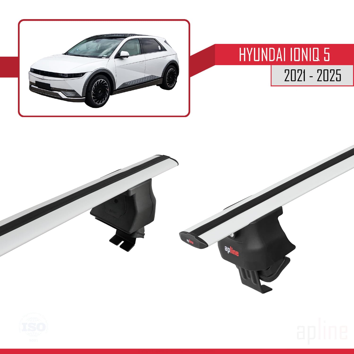 Cross Bar Grey Aluminum Roof Rack (Set of 2) for Hyundai Ioniq 5 (NE) 2021-2025