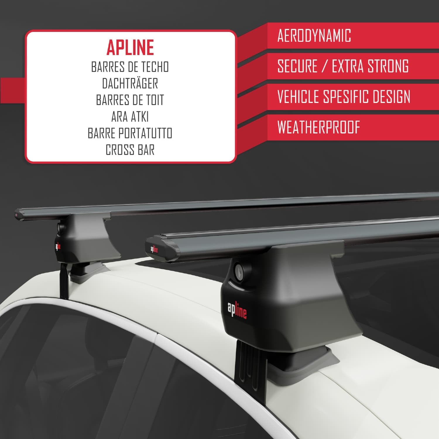 Black Aluminum Roof Rack Cross Bar Set for Kia EV6 (2 Bars)
