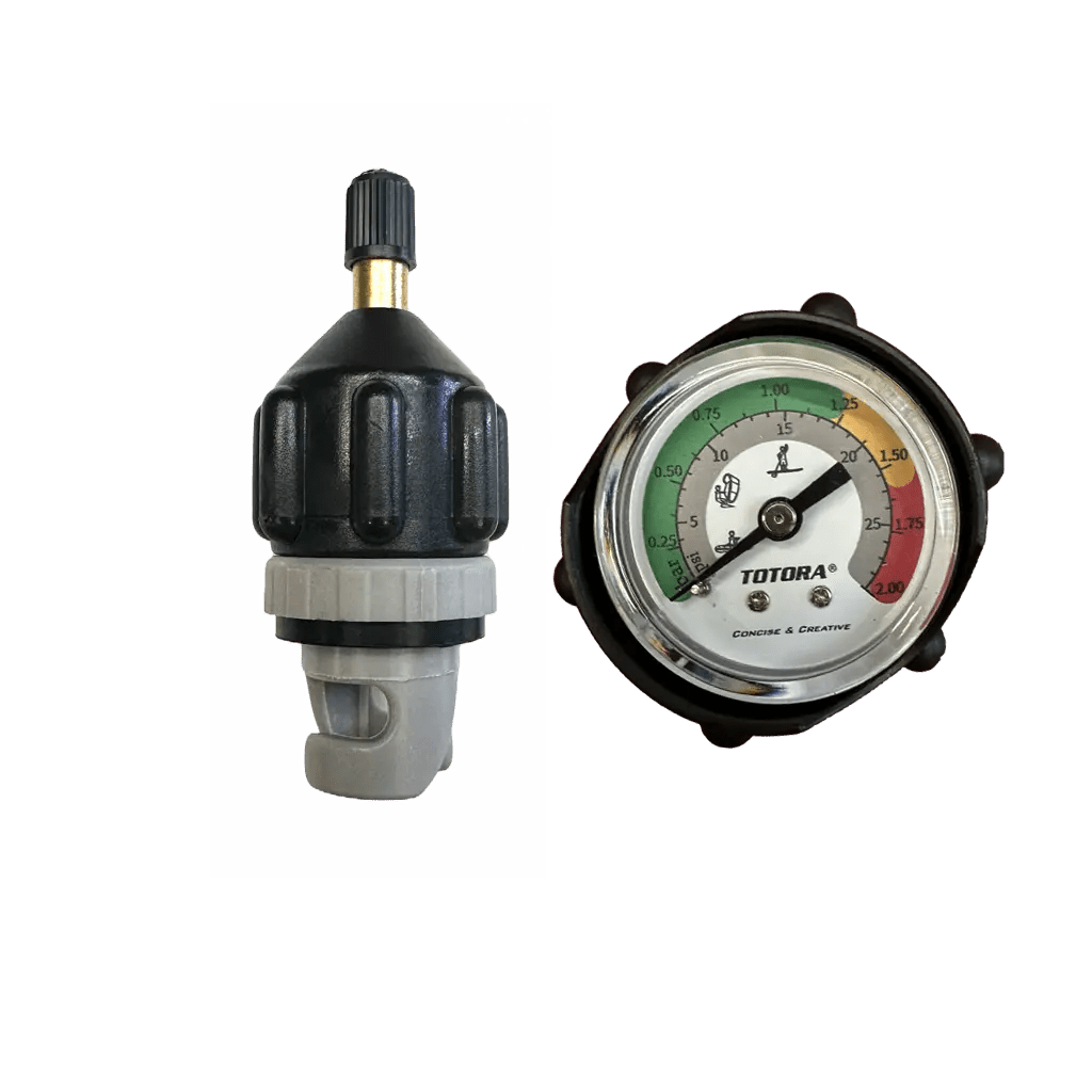 Flated Tire Valve Stem Inflator Adapter and Gauge