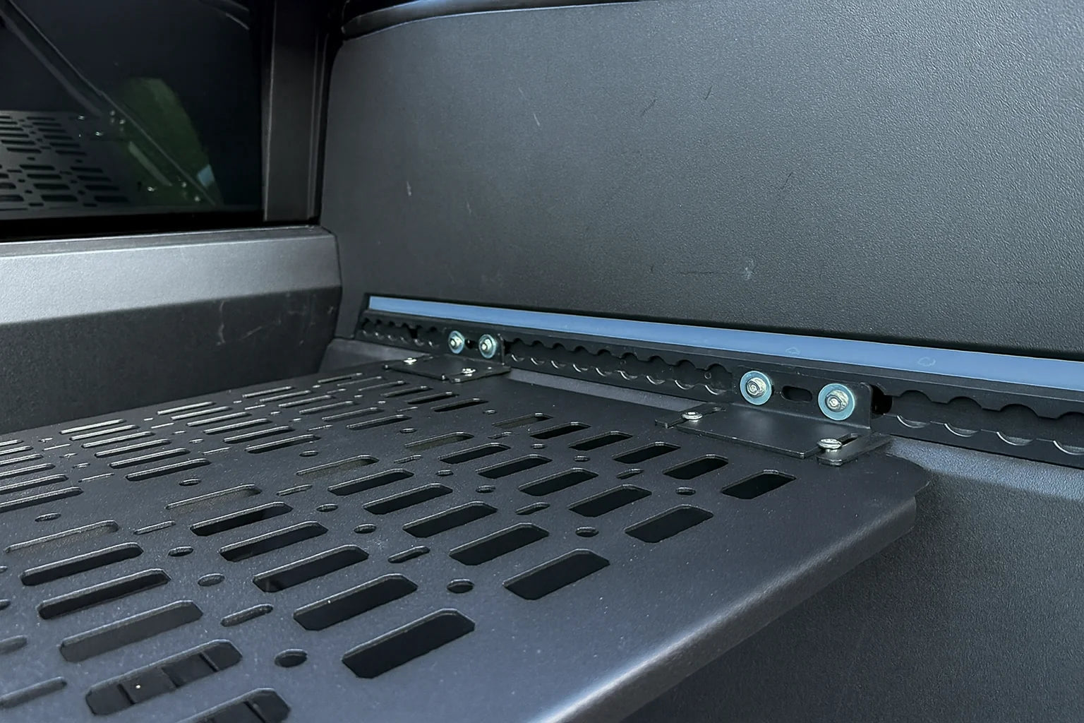 Tesla Cybertruck Bed Molle Panel Shelf Rack Platform Deck