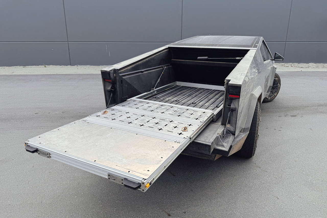 Full Length Slide-Out E-Track Bed Frame & Storage System for Tesla Cybertruck - by Fruble