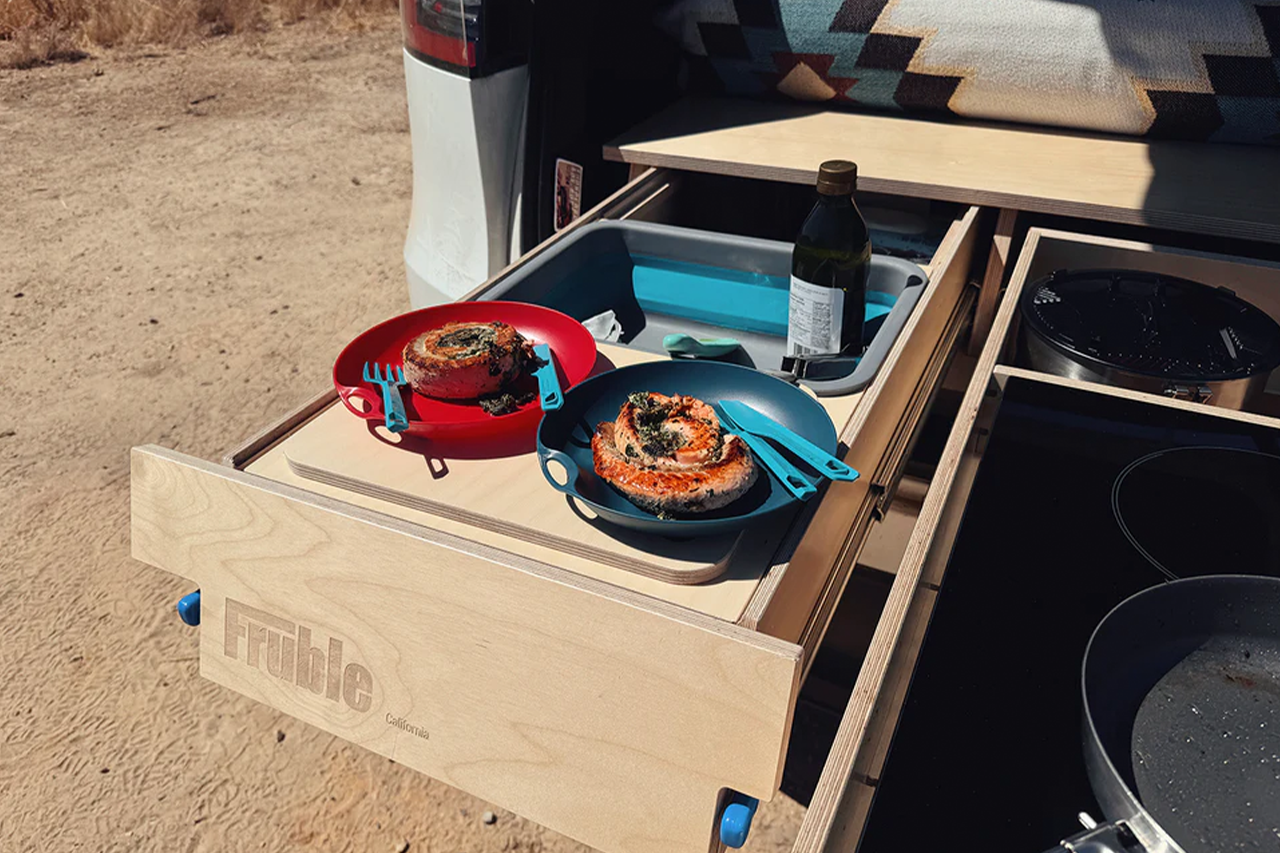 Modular Camp Kitchen, Sleep / Bedding Platform and Storage Drawer System for Tesla Model Y - by Fruble