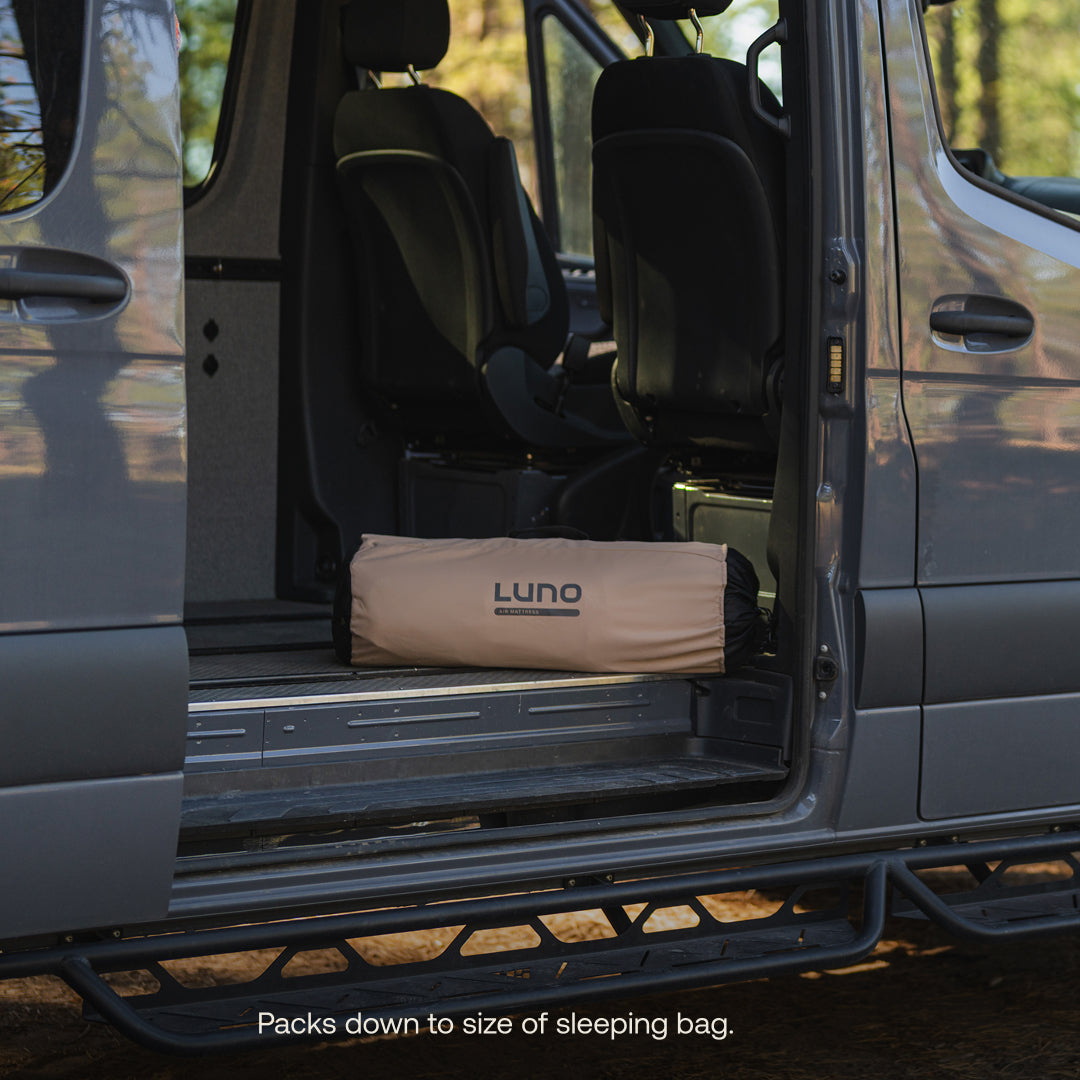 Luno Premium AIR Pro Mercedes Sprinter Van Front Cab Mattress for Camp, Adventuring, or Road Trips