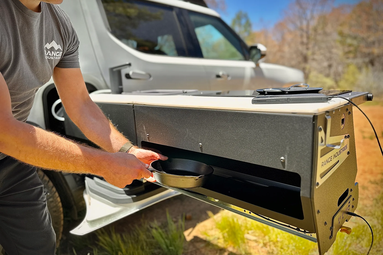 Gear Tunnel Camp Kitchen for Rivian R1T by Range Industries