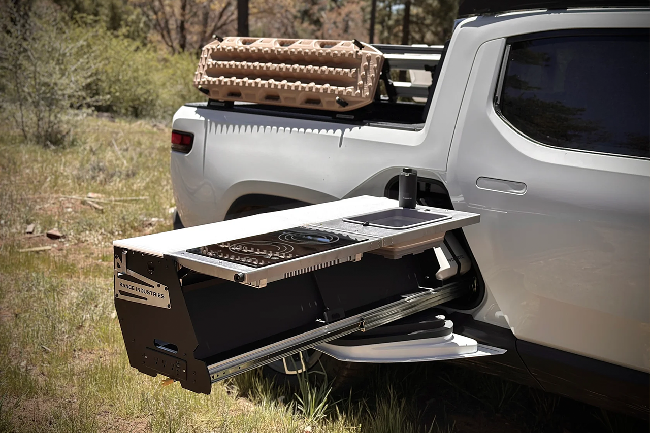 Gear Tunnel Camp Kitchen for Rivian R1T by Range Industries - EV Sportline 